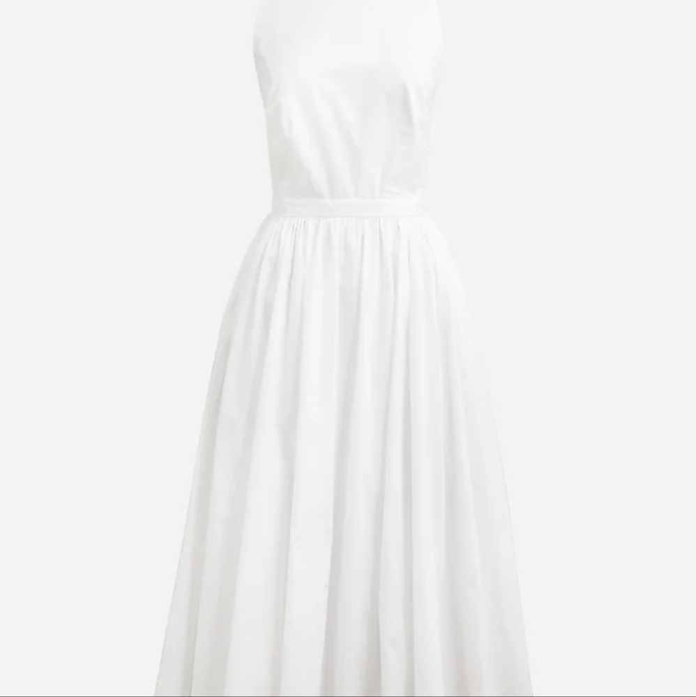 JCrew High Neck Cotton Poplin Sleeveless Midi Dress White Size 4, 6, 8, 10 NWT - Picture 5 of 16